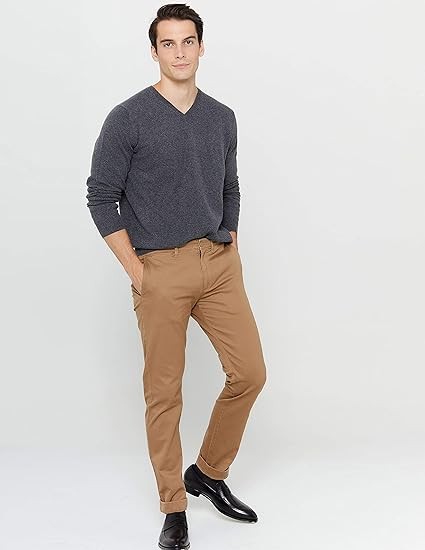 State Cashmere Men's Essential V-Neck Sweater 100% Pure Cashmere Classic Long Sleeve Pullover