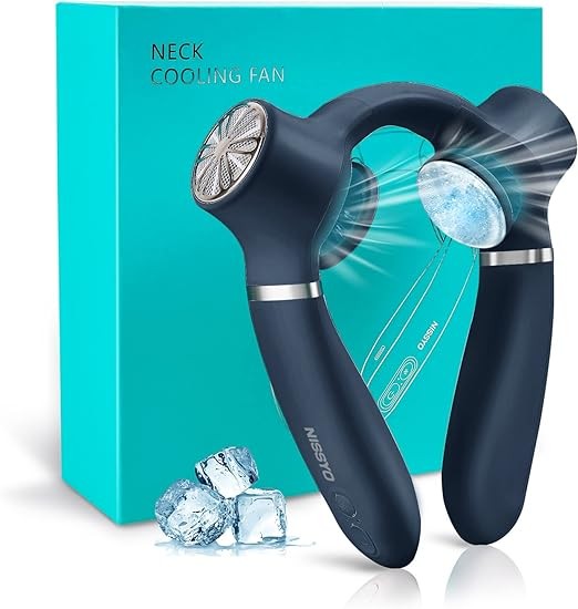 NISSYO, Neck Cooler, Cooling Plate, Silent, Neck Fan, Powerful, Long Continuous Operation, Ergonomic Design, Lightweight, 3 Levels of Air Flow Adjustment, 360° Fan, USB Rechargeable, Gift, Peltier,