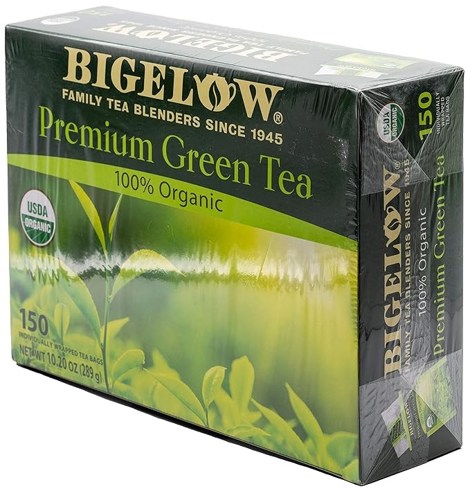 Bigelow Premium 100-Percent Organic Green Tea 150-Count Box, Individually Wrapped