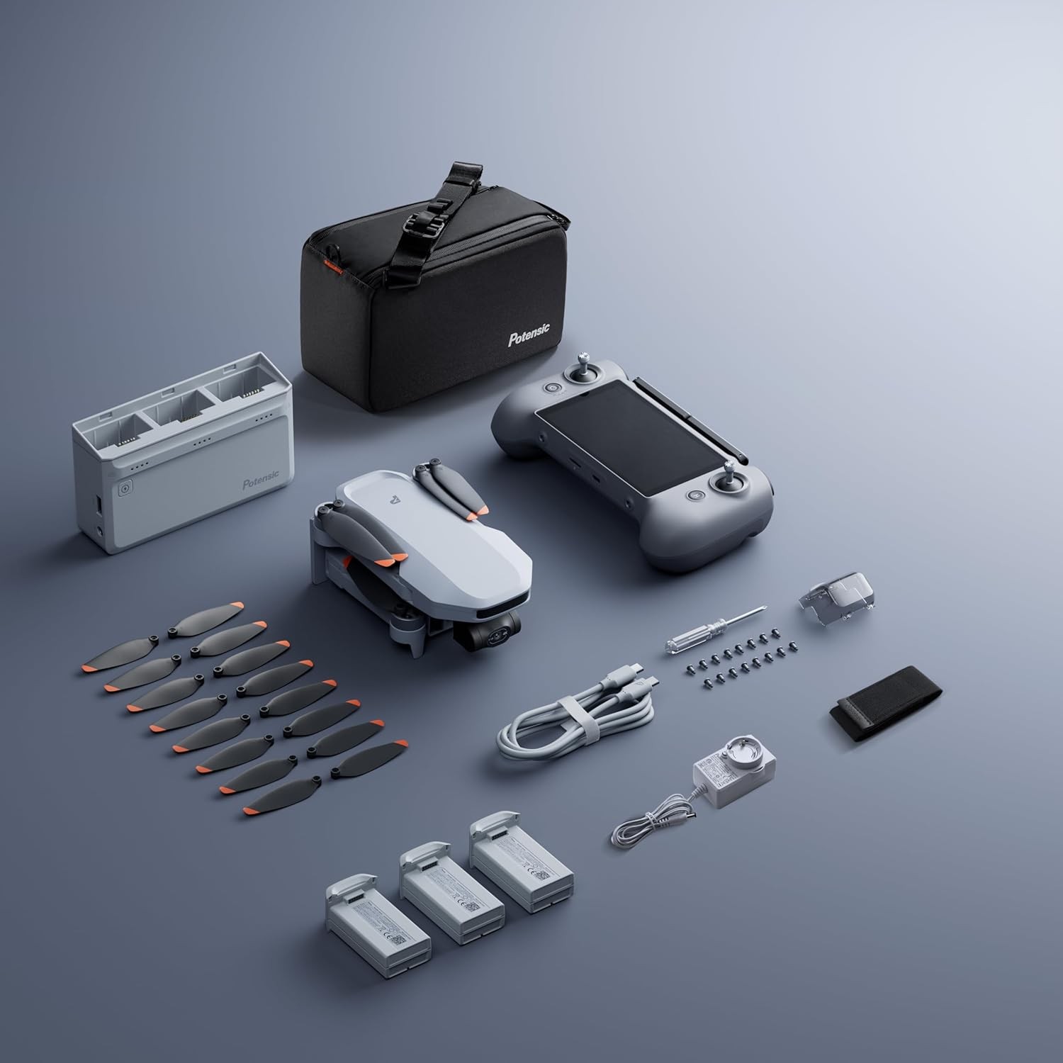 Potensic Atom 2 Fly More Combo with RC PTD 1, Drones with Camera for Adults 4K Video, 8K Photo, 10KM Transmission, 96 Mins Flight, 3-Axis Gimbal, AI Track, Vertical Shooting, AI Night Shot, Under 249g