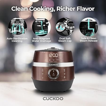 CUCKOO CRP-JHR0609F  6-Cup (Uncooked) Induction Heating Pressure Rice Cooker  13 Menu Options, Auto-Clean, Voice Guide, Made in Korea  Copper (6 CUP)