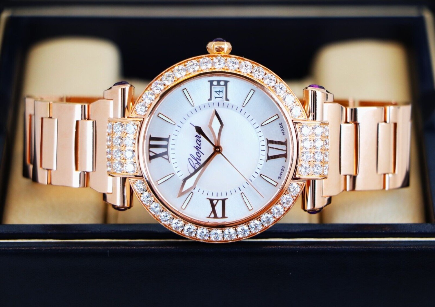 Chopard Imperiale 40mm 18K Rose Gold MOP Diamond Dial Watch 384241-5004